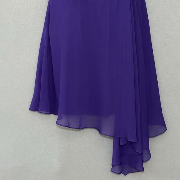 Davids Bridal Womens Dress 12 Regency Purple‎ Crinkle Chiffon One Shoulder Party - Picture 3 of 16